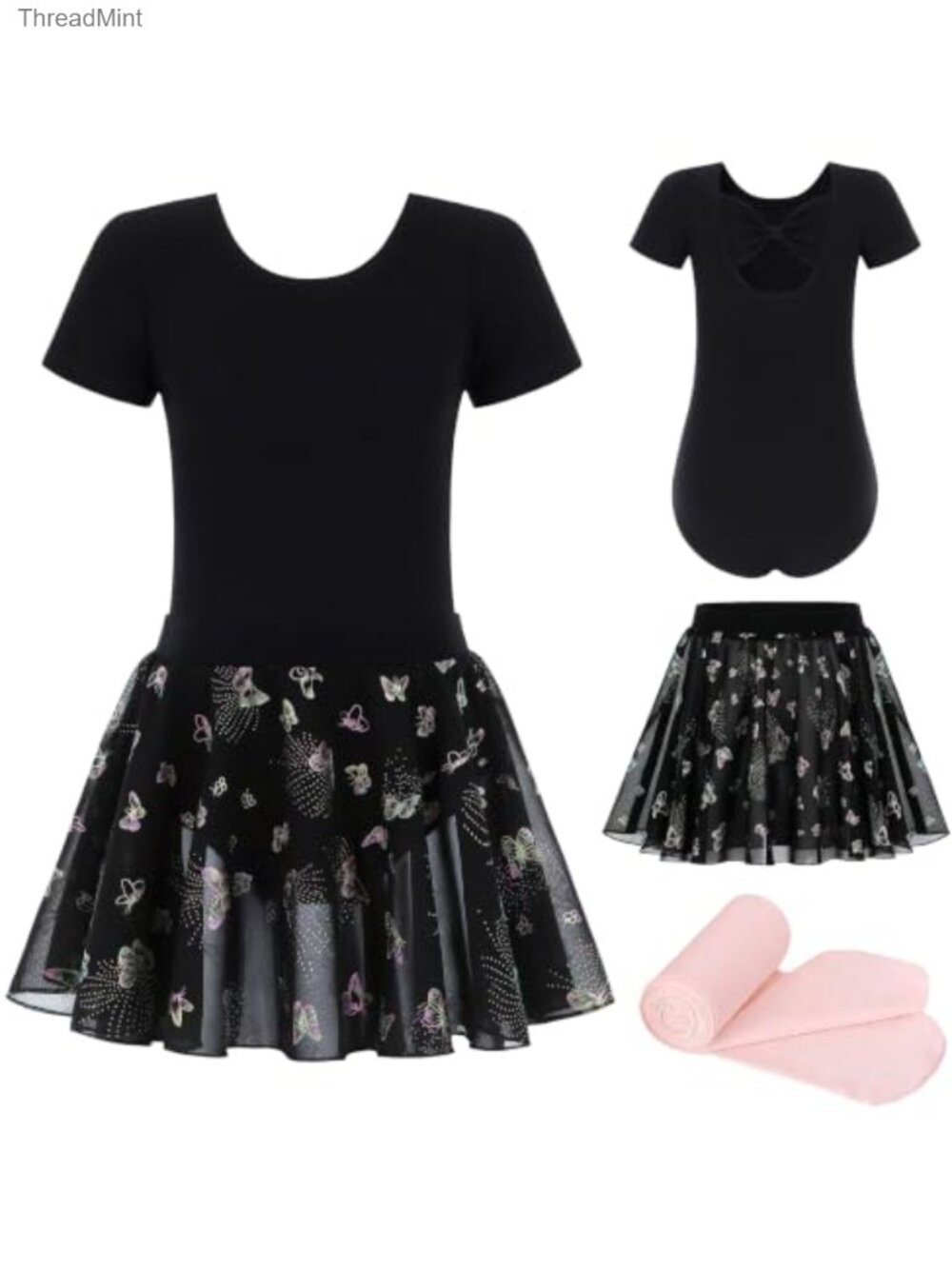 Toddler Ballet Leotard with Butterfly Skirt & Leggings Set